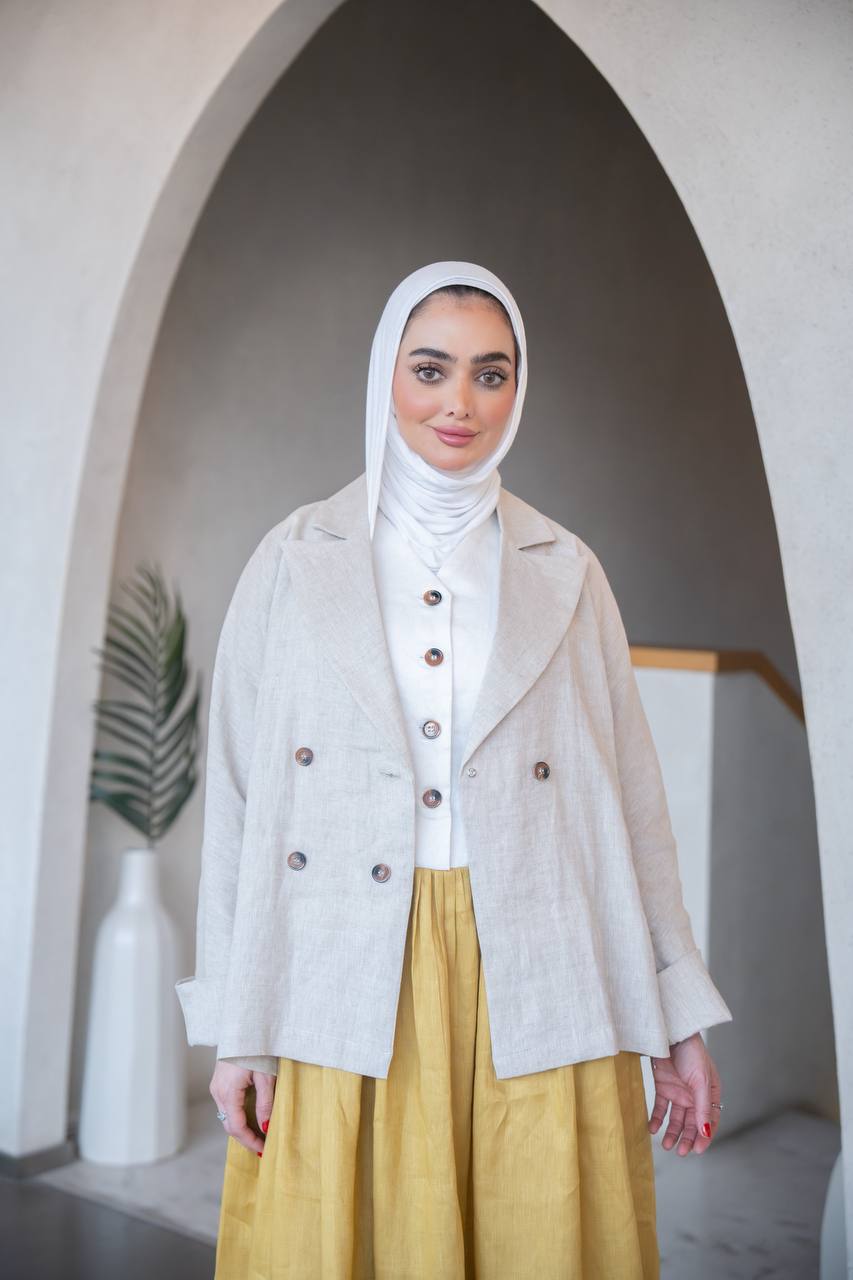 Linen Jacket with dress set C:J1038