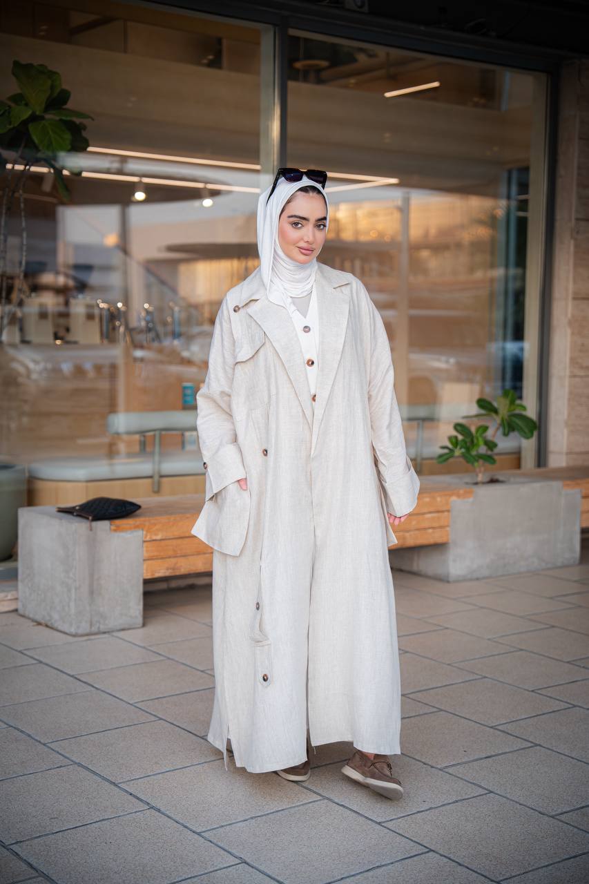 بليزر لينن فري سايز باللون البيج C:6499 Beige