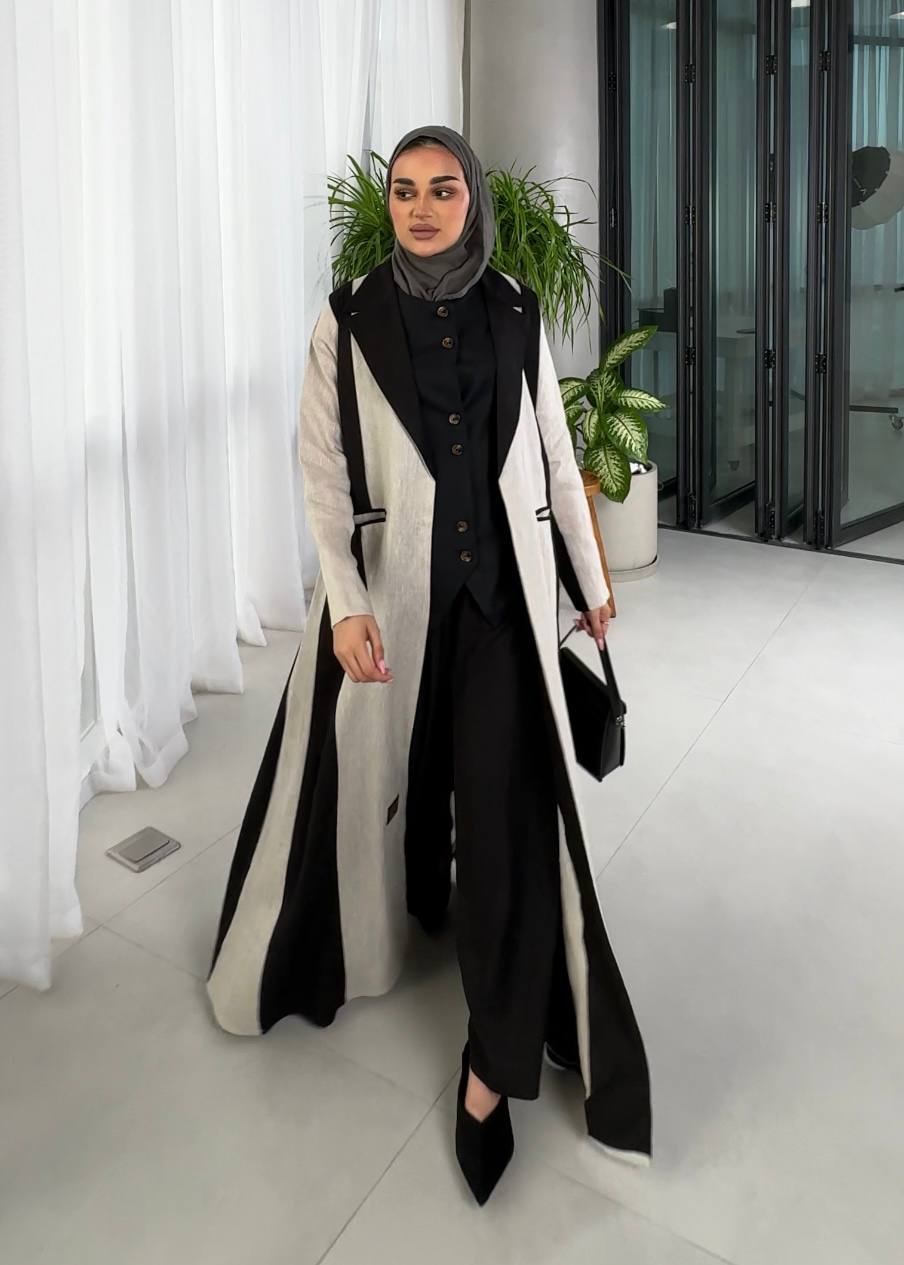 Linen blazer in two colors, light beige and black, C:J1009