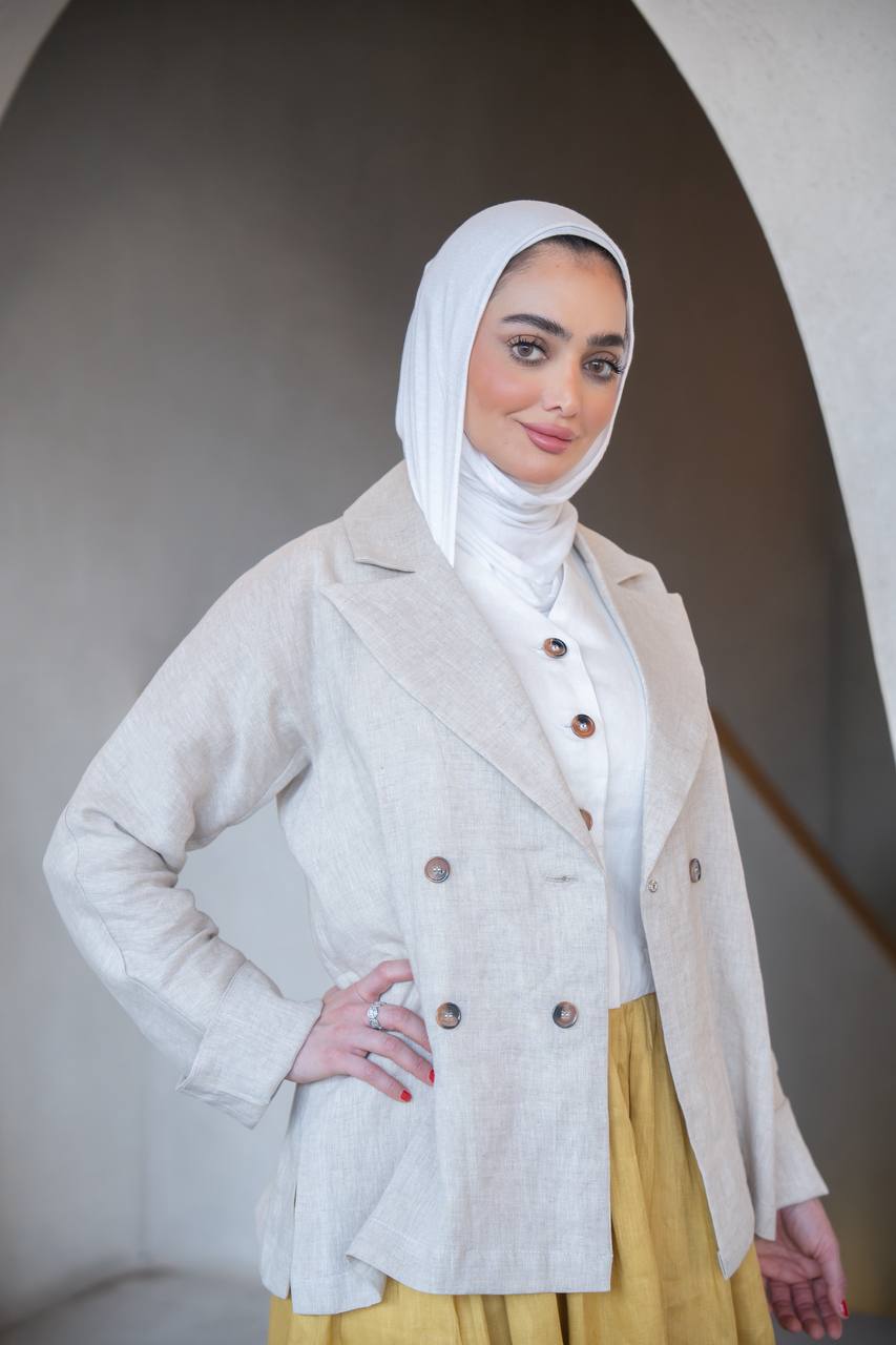 Linen Jacket with dress set C:J1038