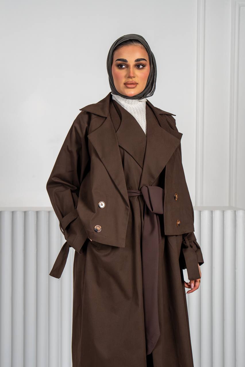 brown trench coat. C:J1018 Brown