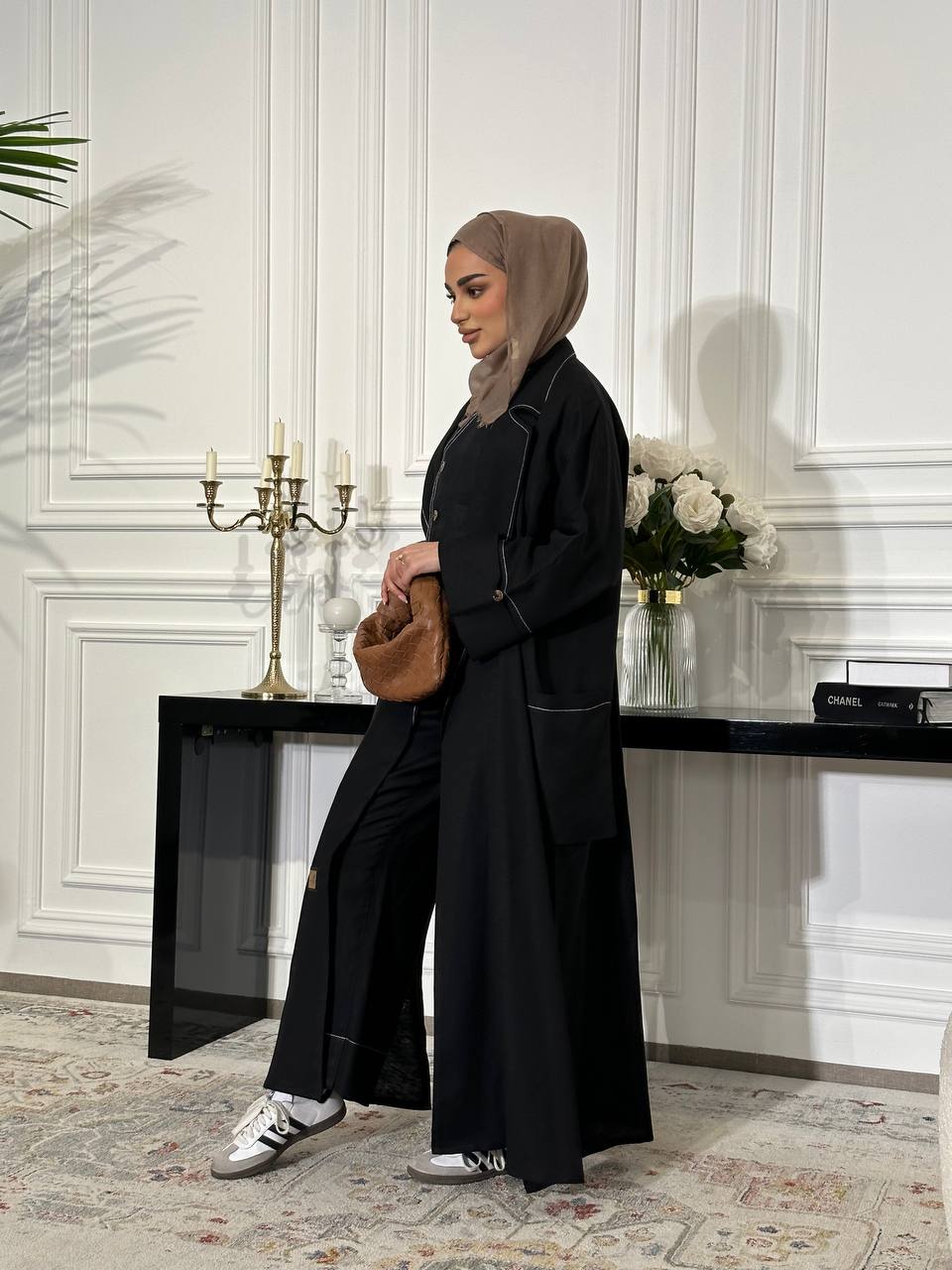 بليزر فري سايز بخام لينن الطبيعي باللون الاسود C:J6499 Black