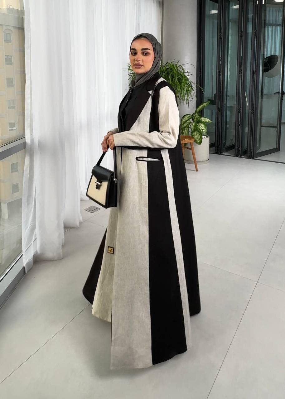 Linen blazer in two colors, light beige and black, C:J1009
