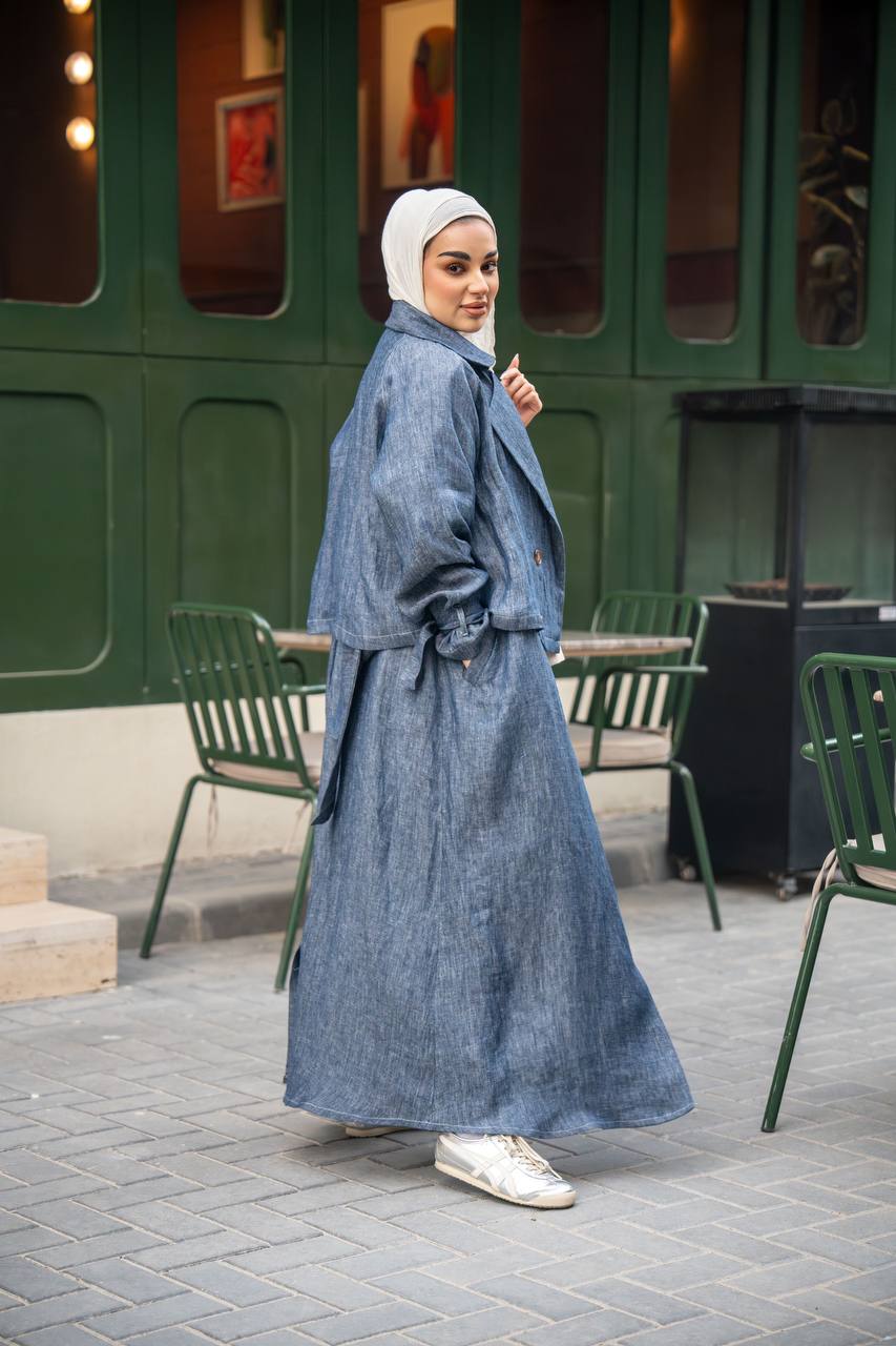 Blue Linen Blazer C:J1026 Blue