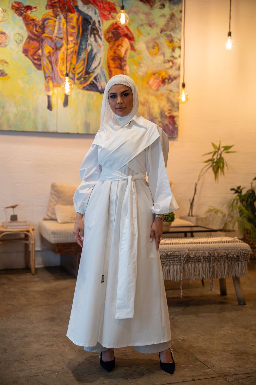 فستان بخام قطن زارا باللون الابيض C:J1027 White