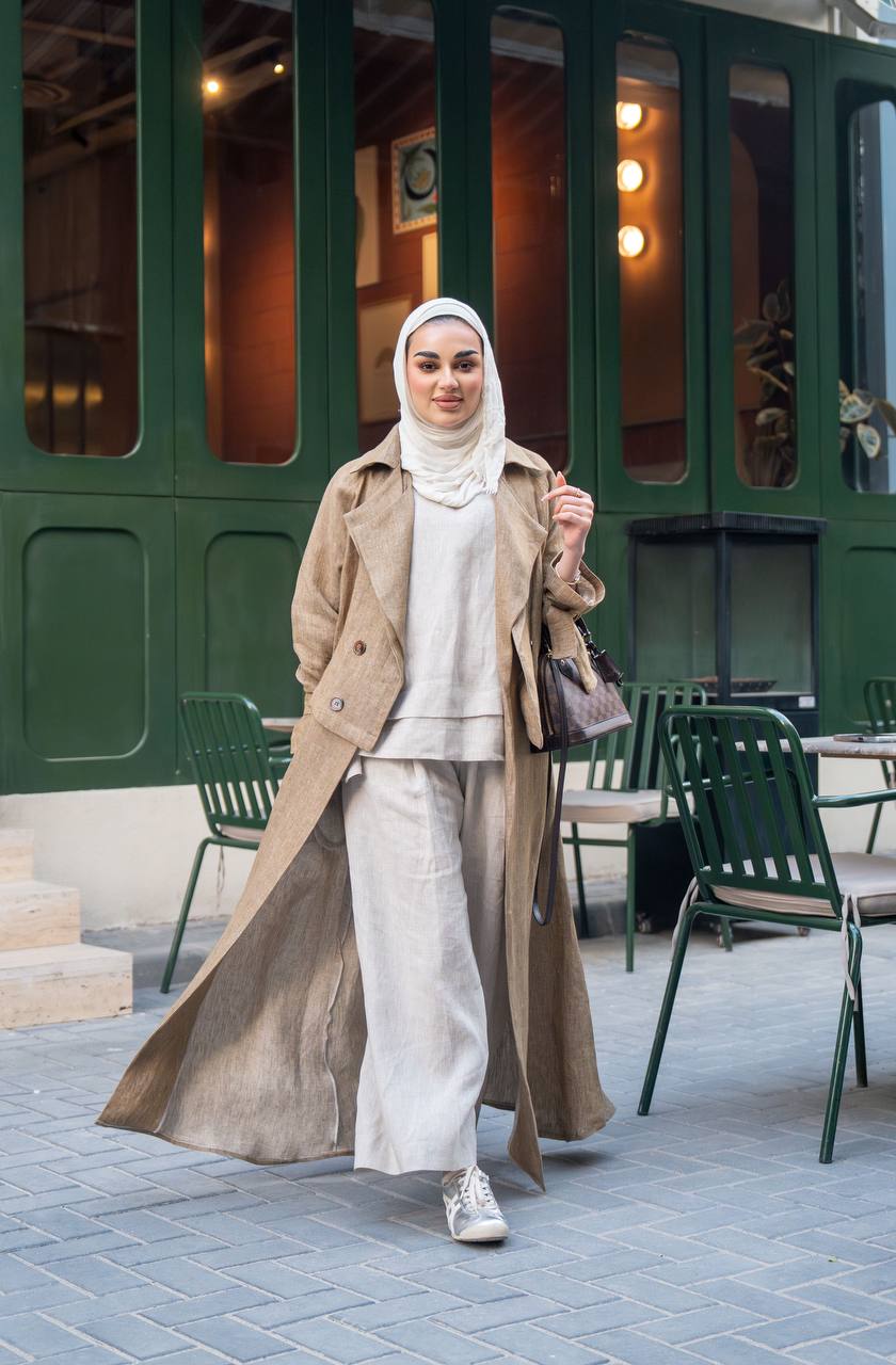 بليزر بيج مع طقم داخلي ، بخام لينن الطبيعي C:J1026 Beige
