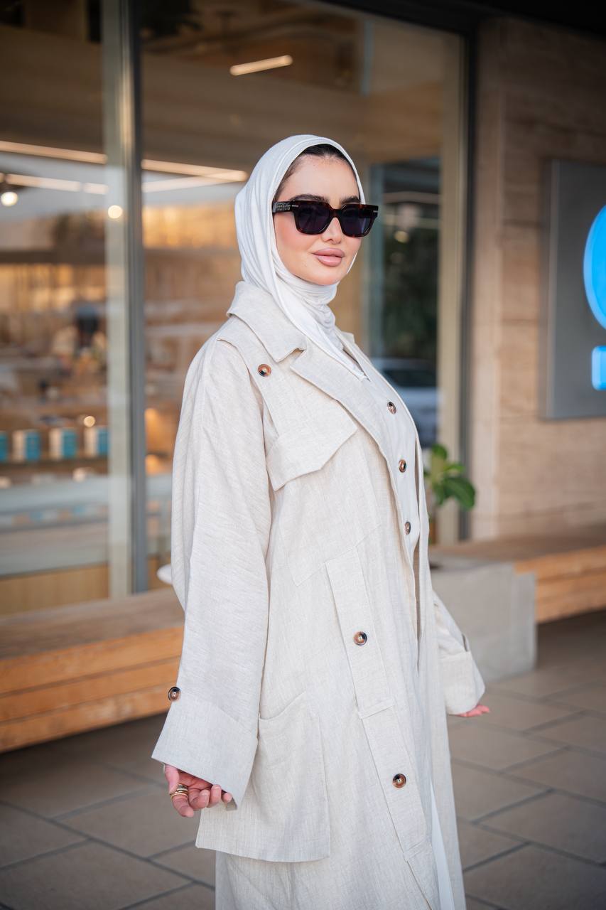 بليزر لينن فري سايز باللون البيج C:6499 Beige