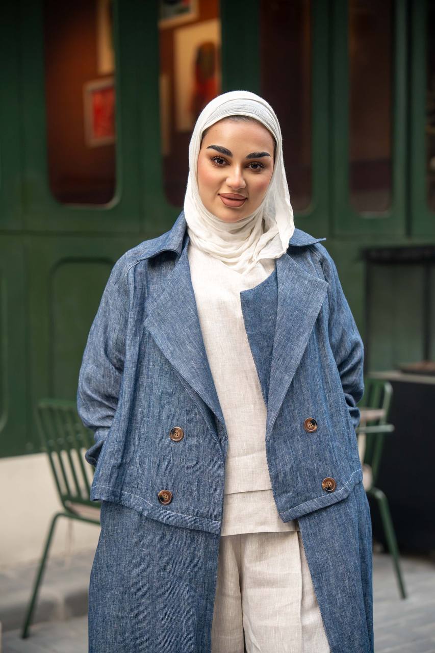 Blue Linen Blazer C:J1026 Blue