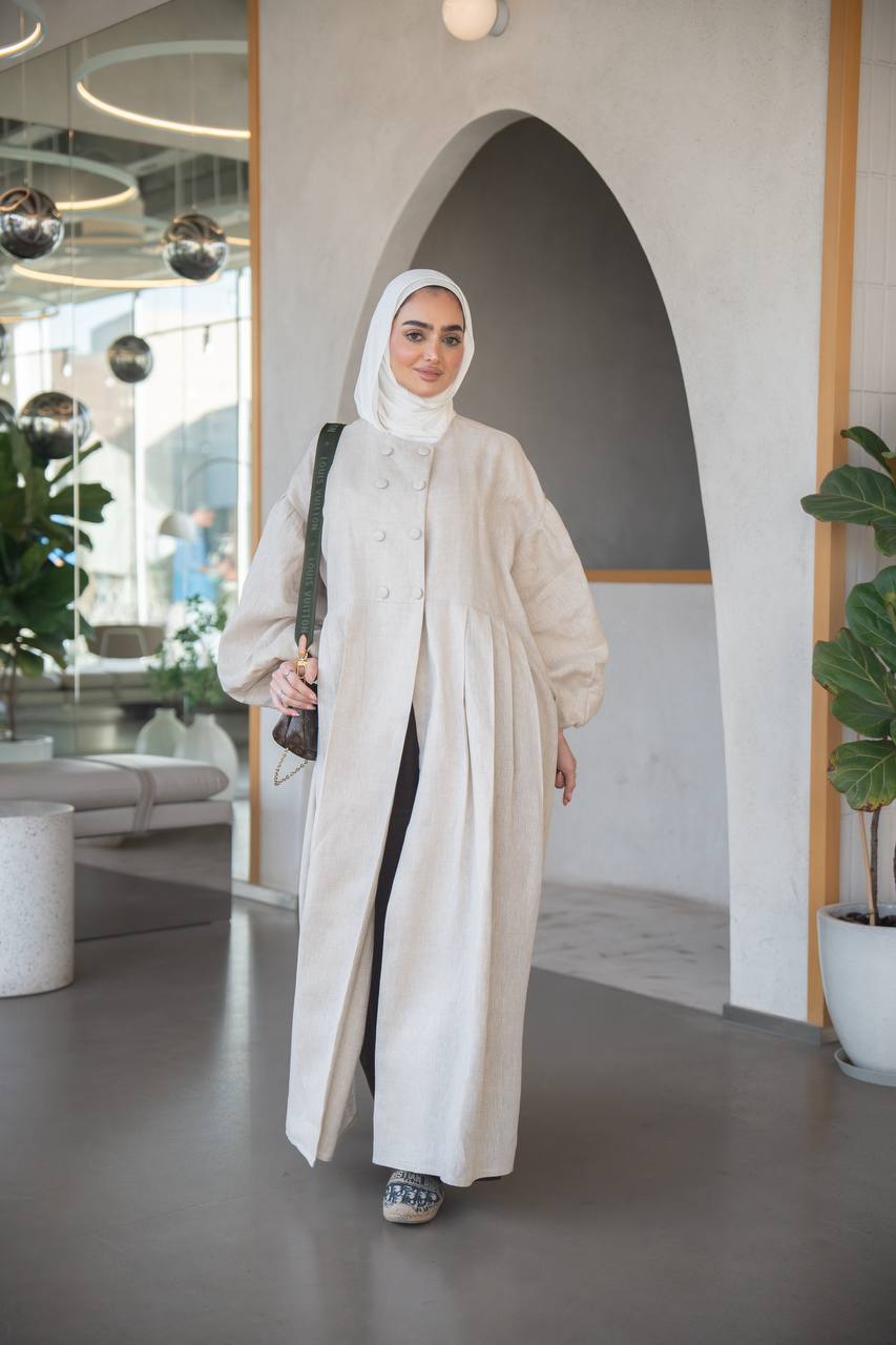 فستان لينن باللون البيج C:J1033 Beige