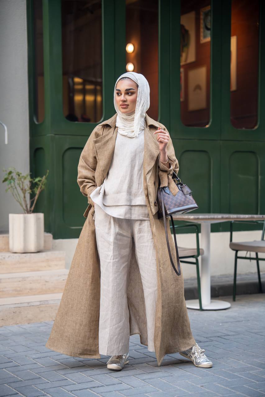 بليزر بيج مع طقم داخلي ، بخام لينن الطبيعي C:J1026 Beige