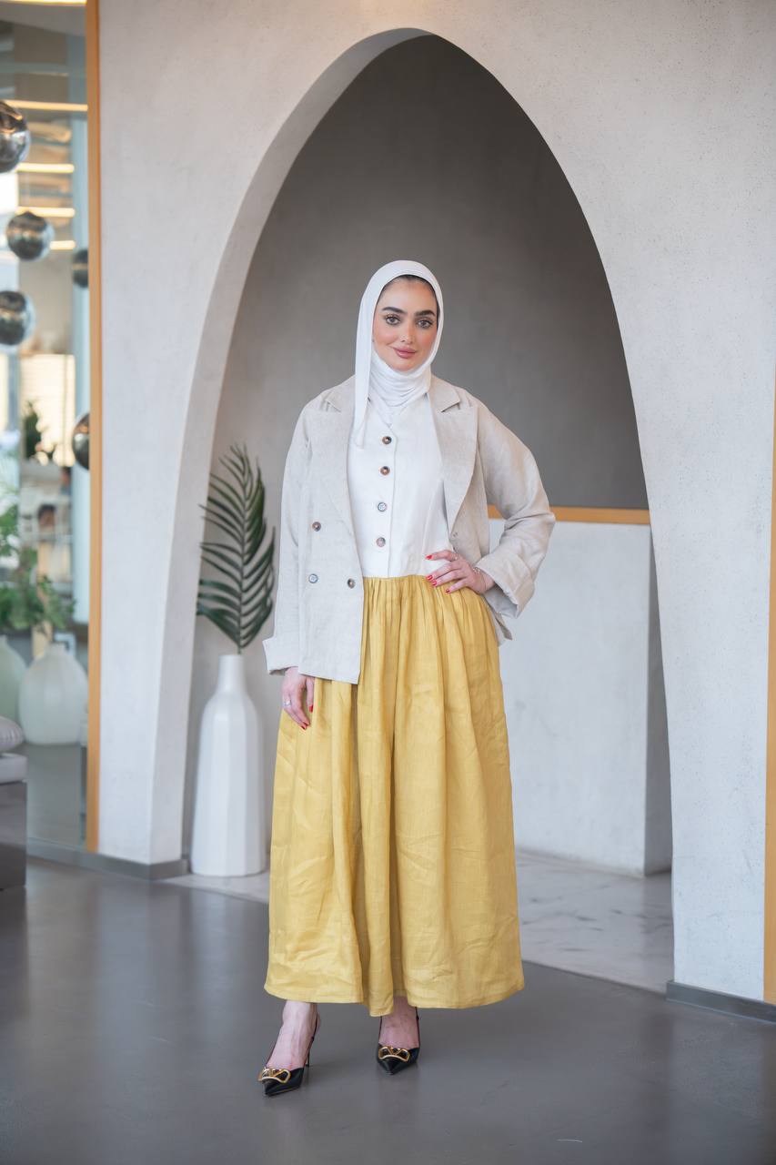 Linen Jacket with dress set C:J1038