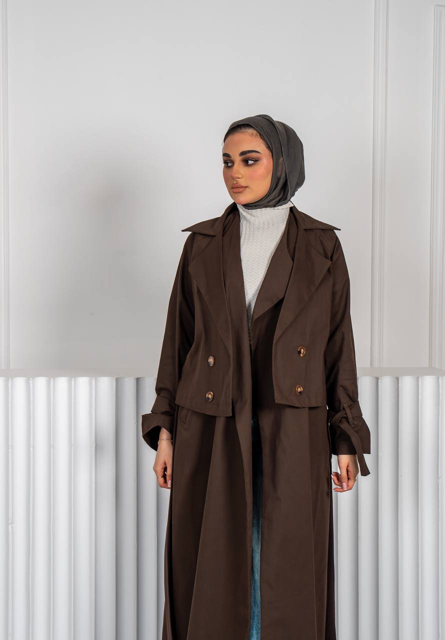 brown trench coat. C:J1018 Brown