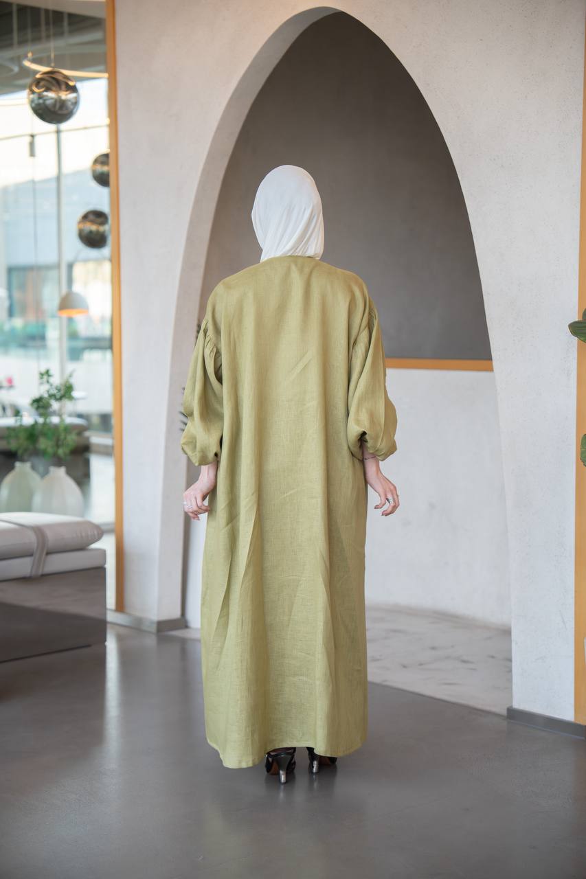 فستان لينن باللون الفستقي المميز C:J1033 Pistachio