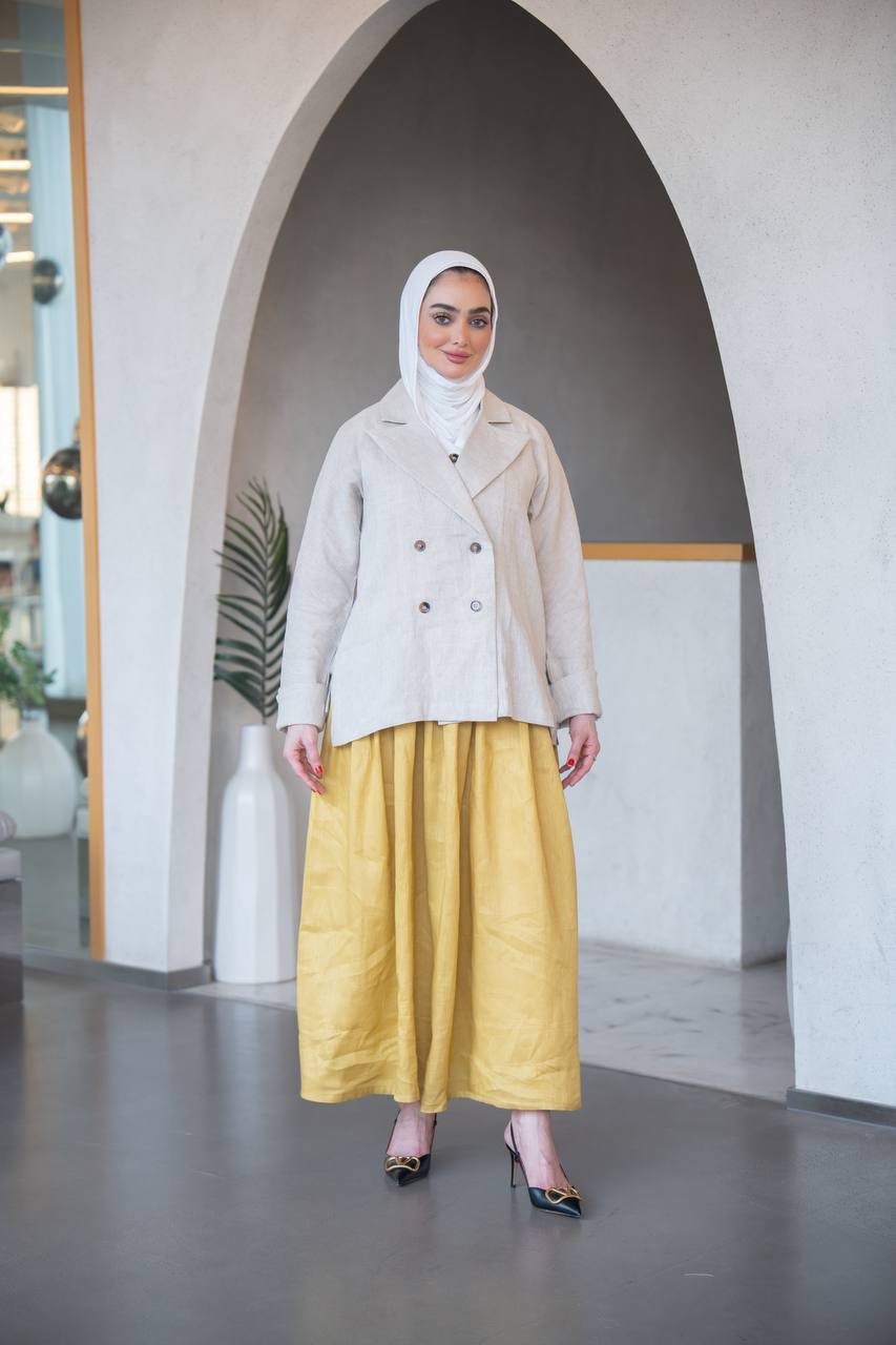 Linen Jacket with dress set C:J1038