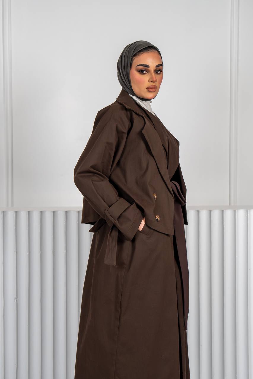 brown trench coat. C:J1018 Brown