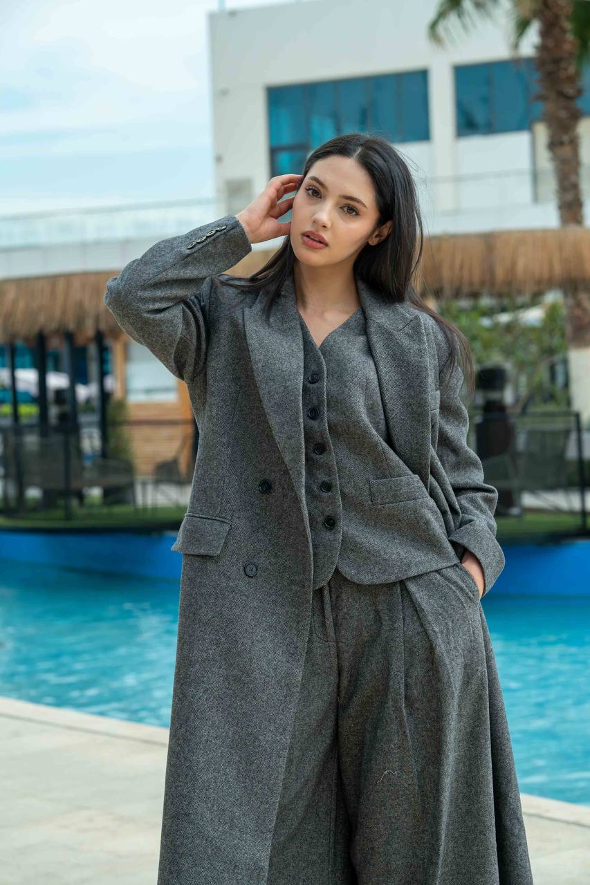 Wool Blazer Grey C:J2952 Black