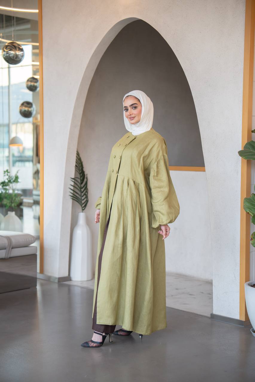 فستان لينن باللون الفستقي المميز C:J1033 Pistachio