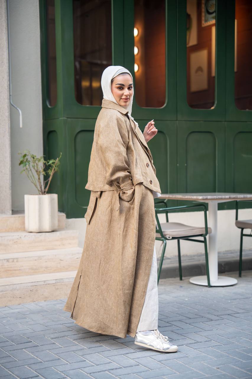 بليزر بيج مع طقم داخلي ، بخام لينن الطبيعي C:J1026 Beige
