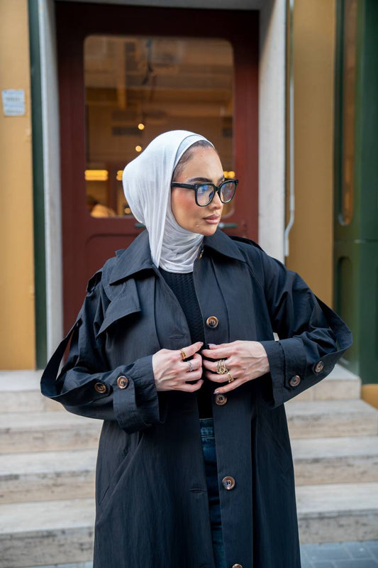 black trench coat. C:1059 Black