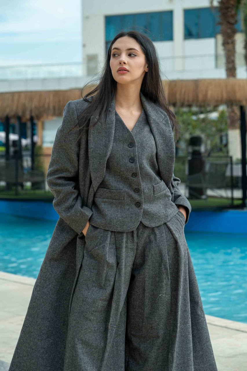 Wool Blazer Grey C:J2952 Black