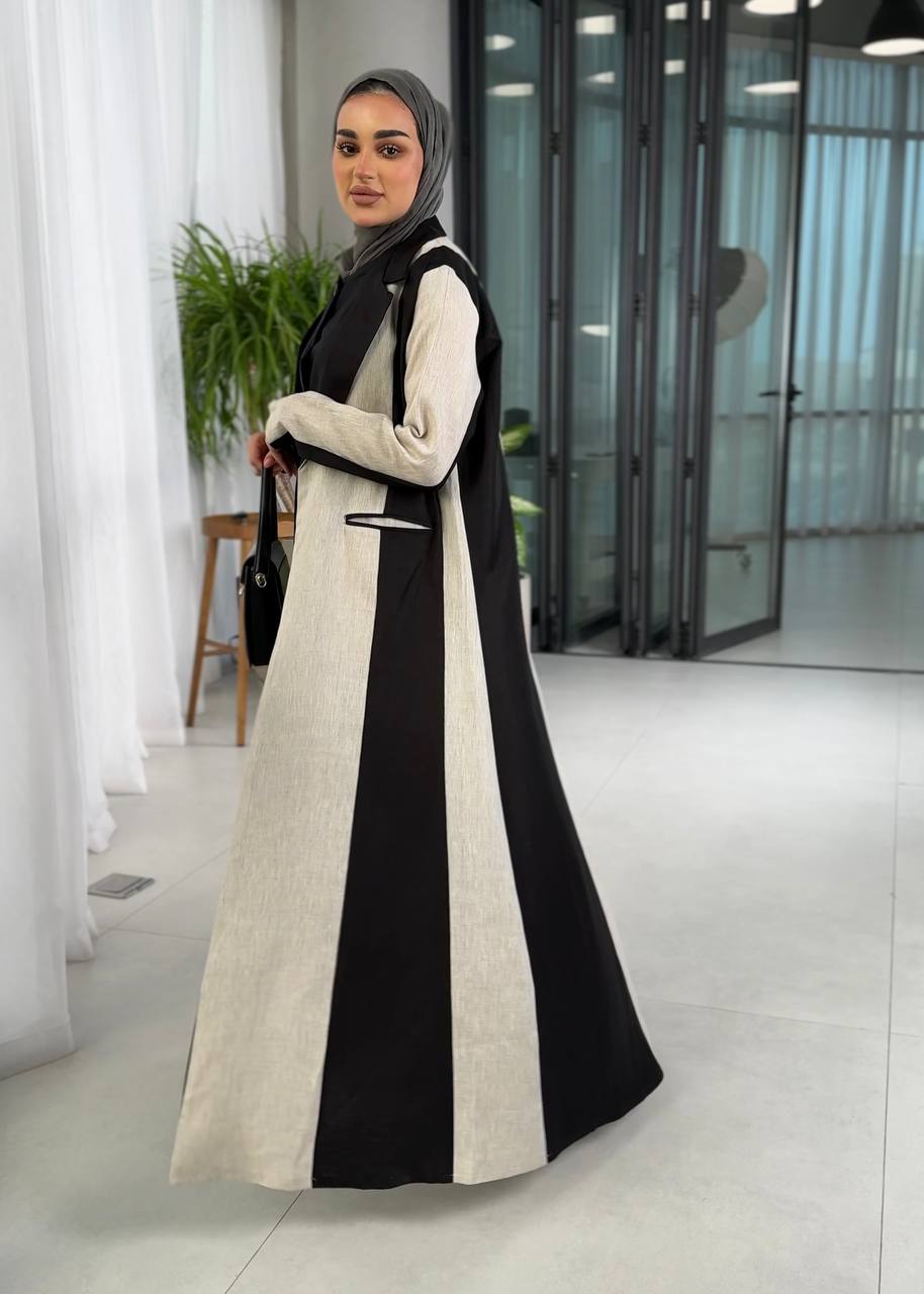 Linen blazer in two colors, light beige and black, C:J1009