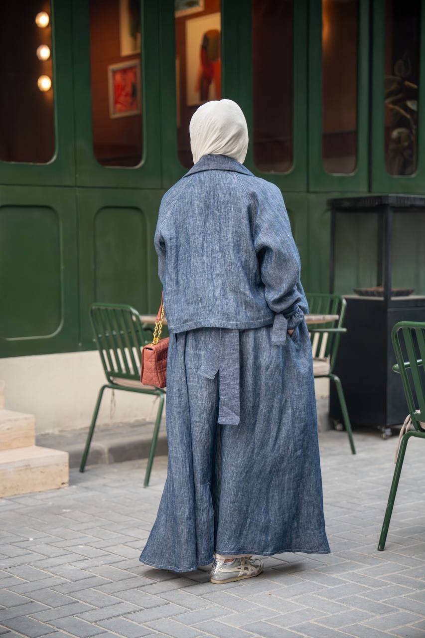 Blue Linen Blazer C:J1026 Blue
