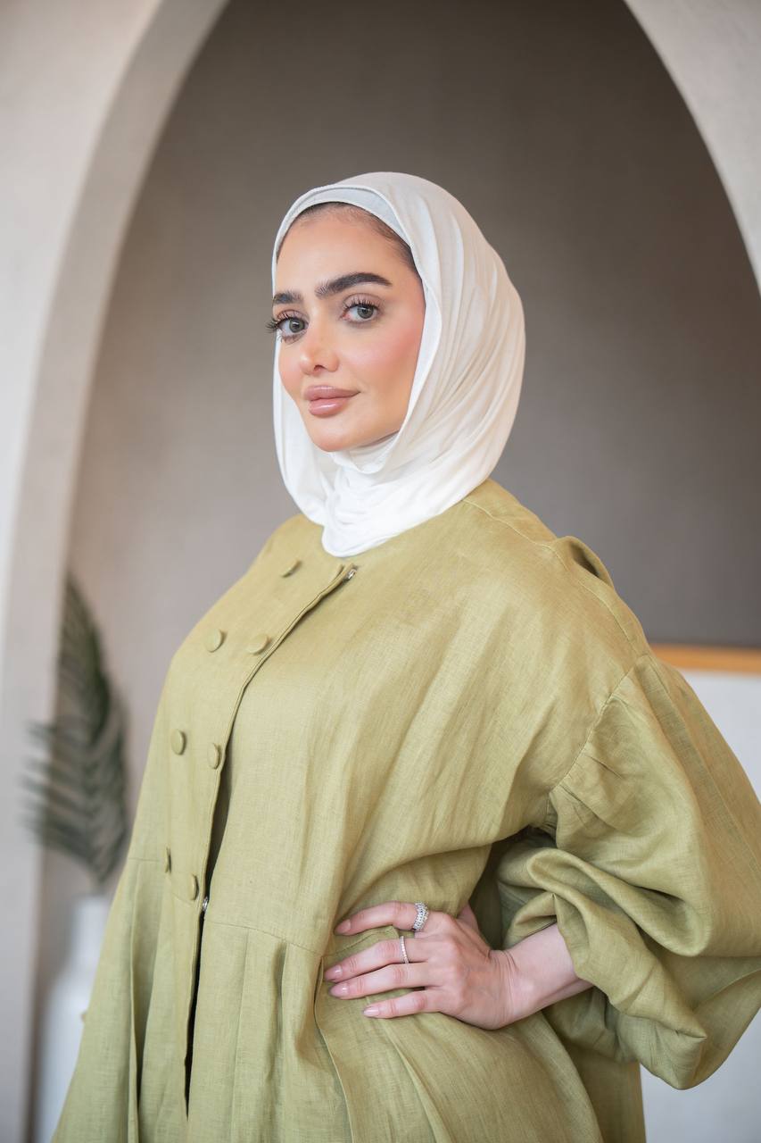 فستان لينن باللون الفستقي المميز C:J1033 Pistachio