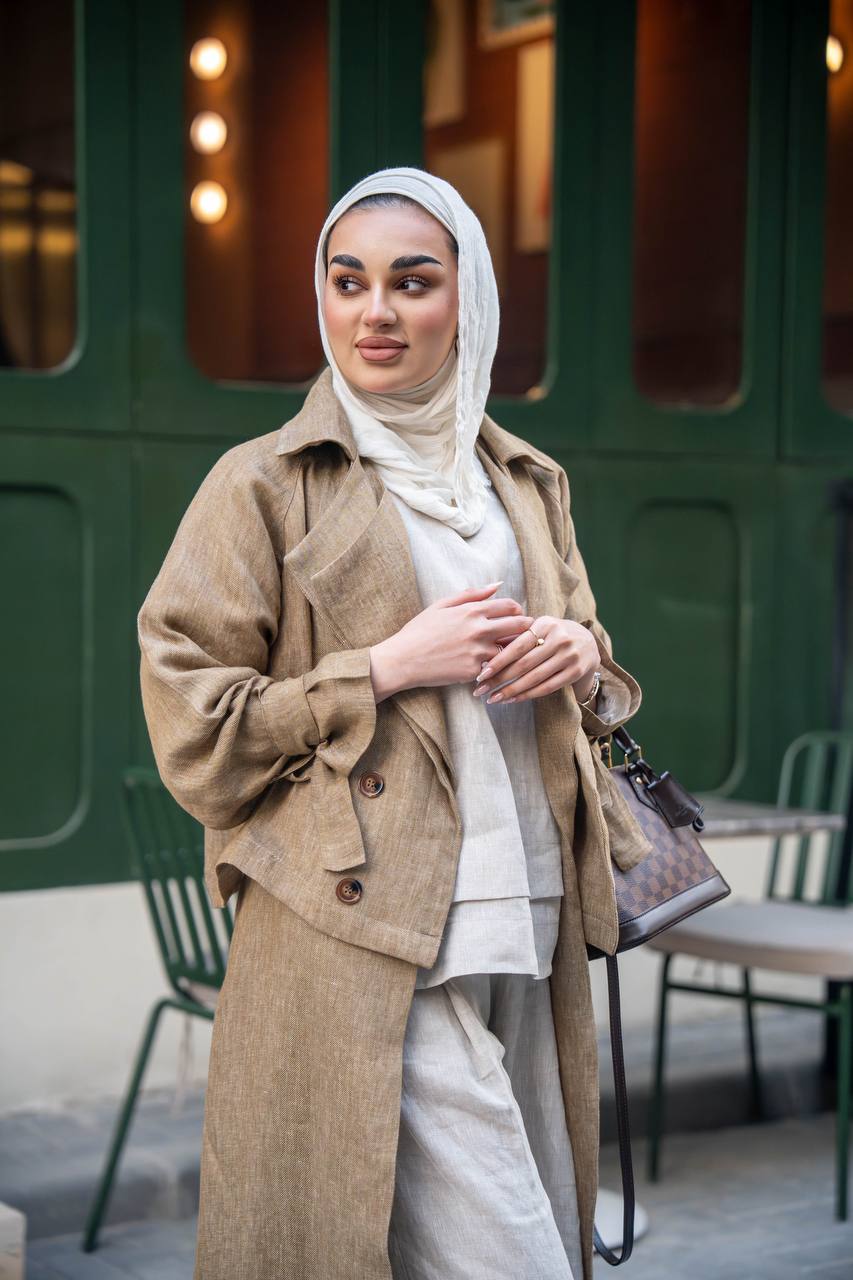 بليزر بيج مع طقم داخلي ، بخام لينن الطبيعي C:J1026 Beige