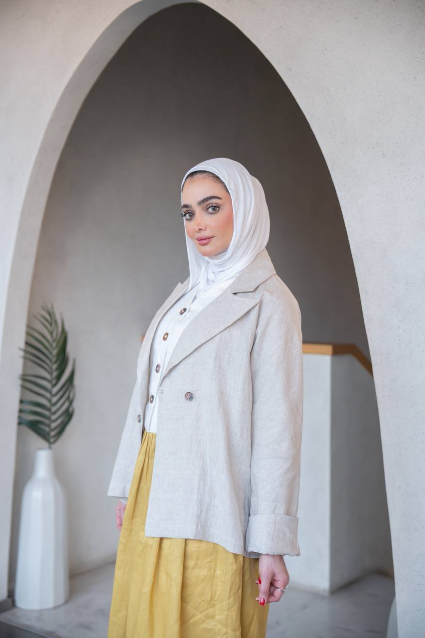 Linen Jacket with dress set C:J1038
