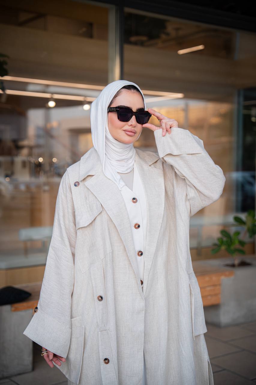 بليزر لينن فري سايز باللون البيج C:6499 Beige