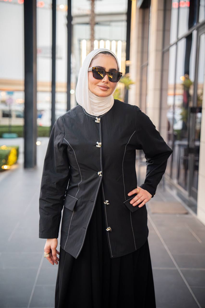 Black crepe dress and jacket set C:J1055