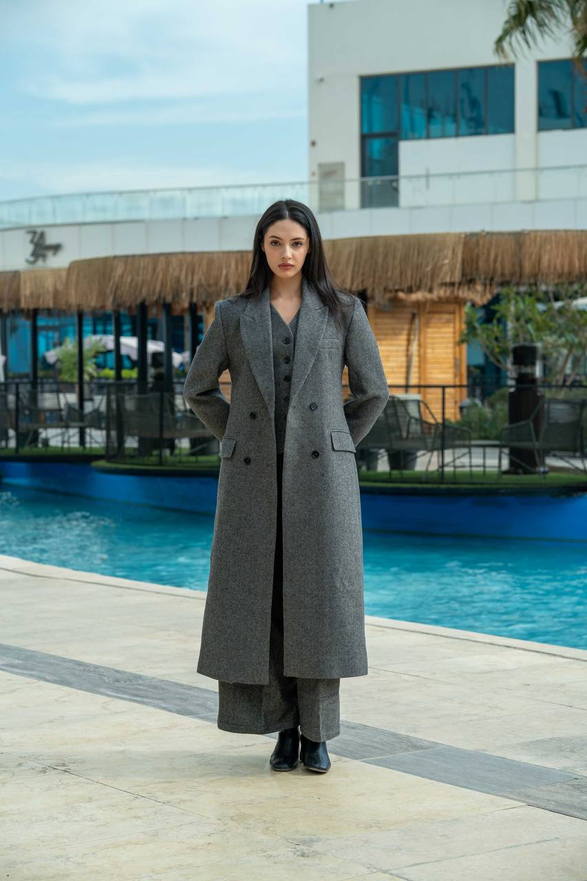 Wool Blazer Grey C:J2952 Black