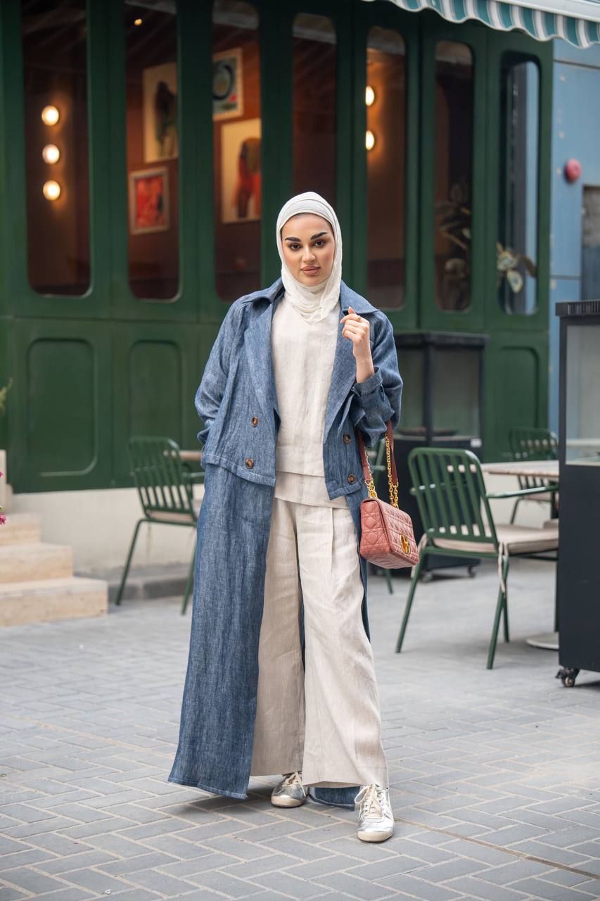 Blue Linen Blazer C:J1026 Blue