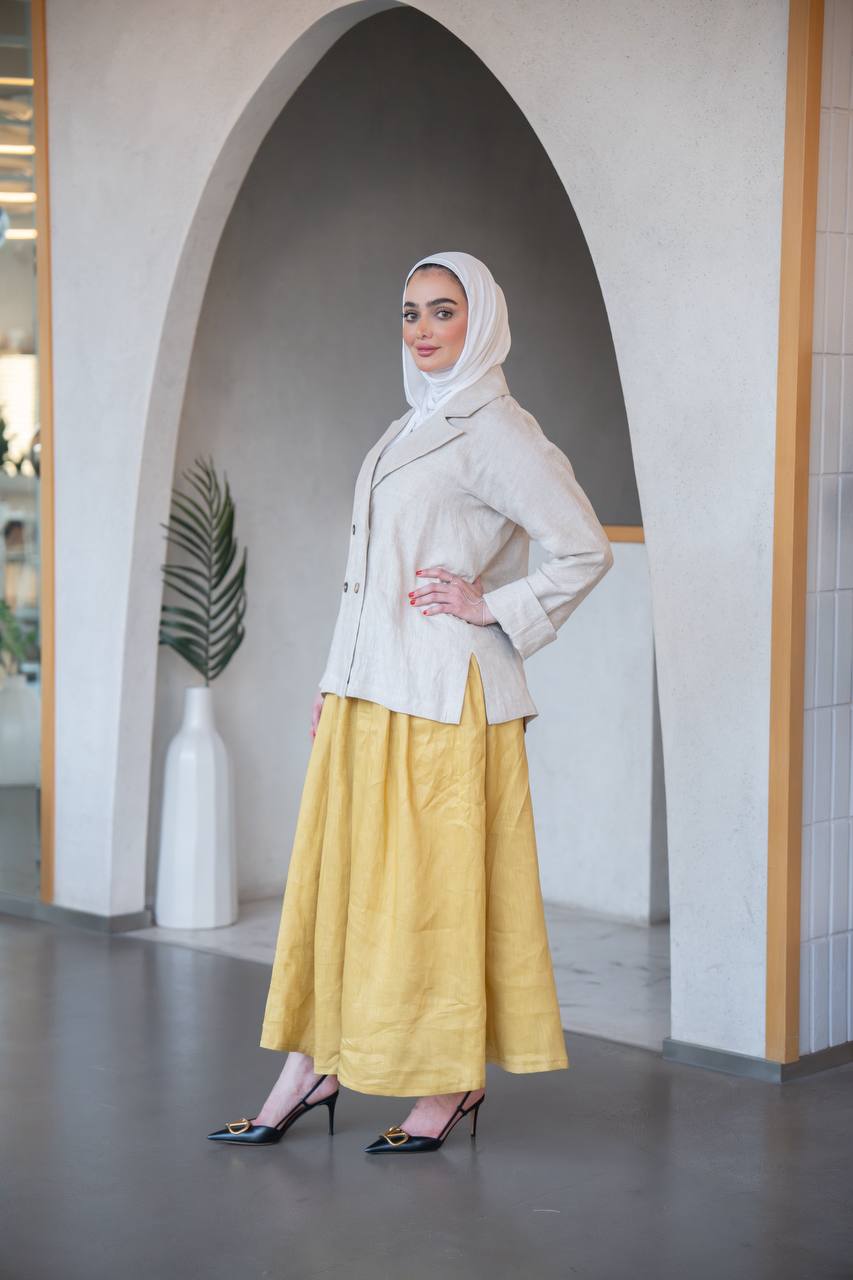 Linen Jacket with dress set C:J1038
