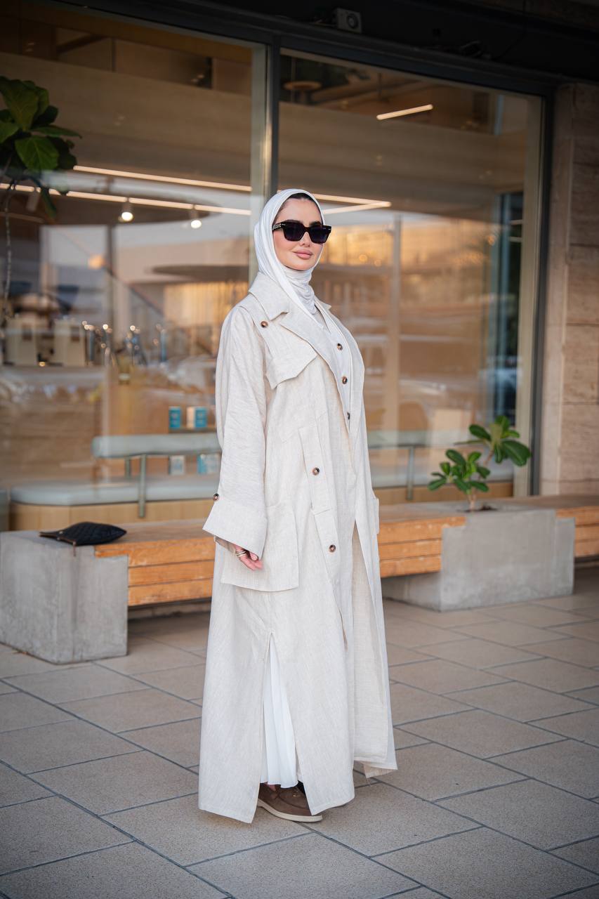 بليزر لينن فري سايز باللون البيج C:6499 Beige