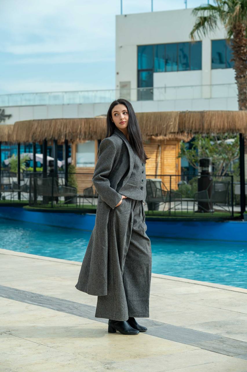 Wool Blazer Grey C:J2952 Black
