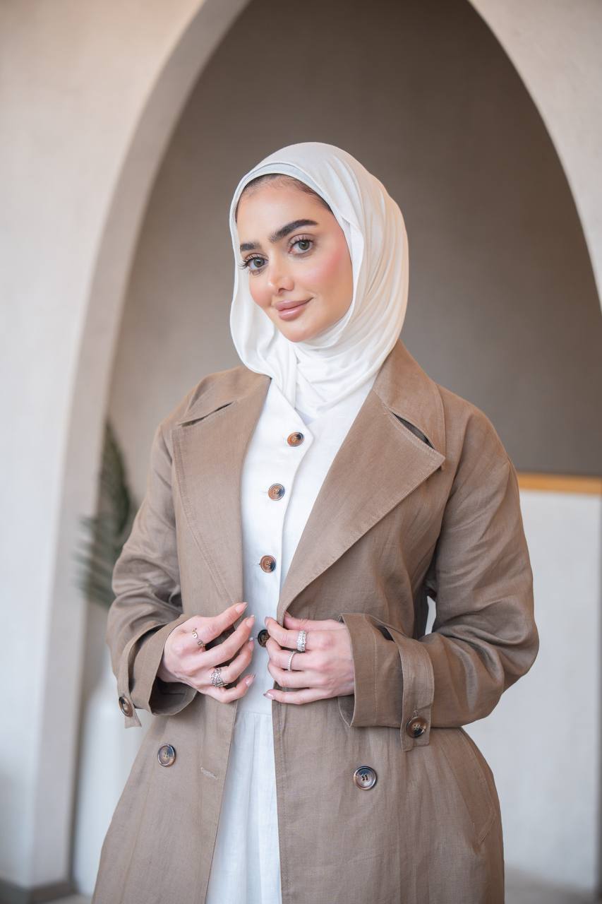 ترنش كوت بخام لينن باللون البيج C:J1035 Beige