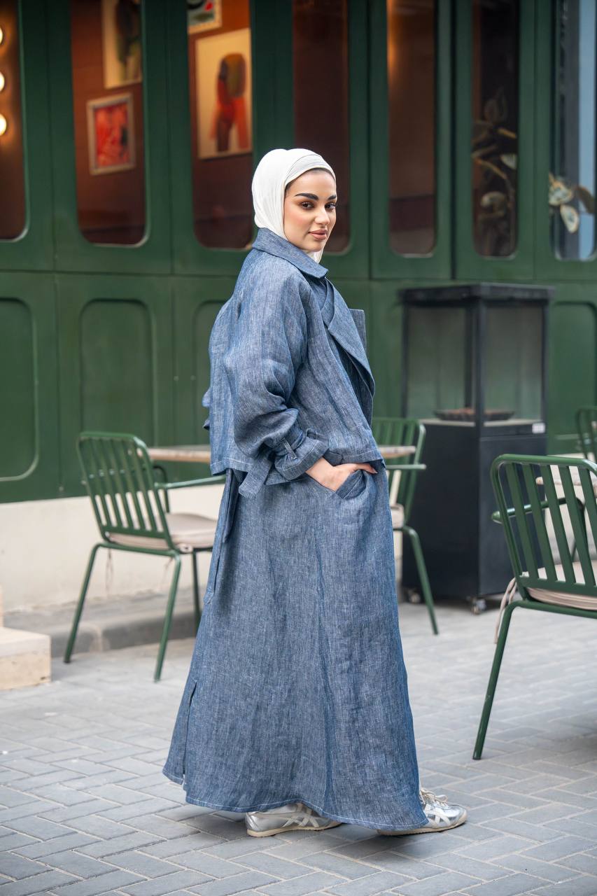Blue Linen Blazer C:J1026 Blue