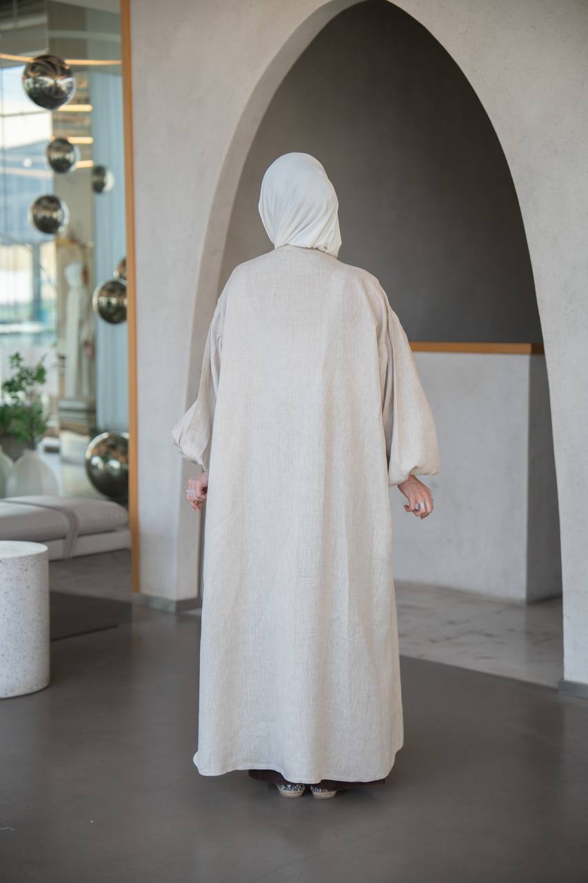 فستان لينن باللون البيج C:J1033 Beige