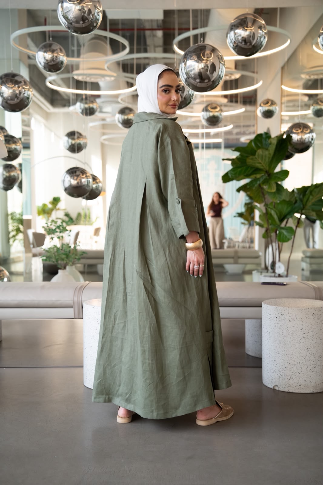 Olive Green Linen Blazer. C:1109