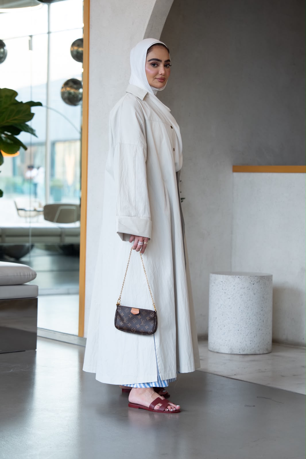 Beige Linen Trench Coat. C:1110
