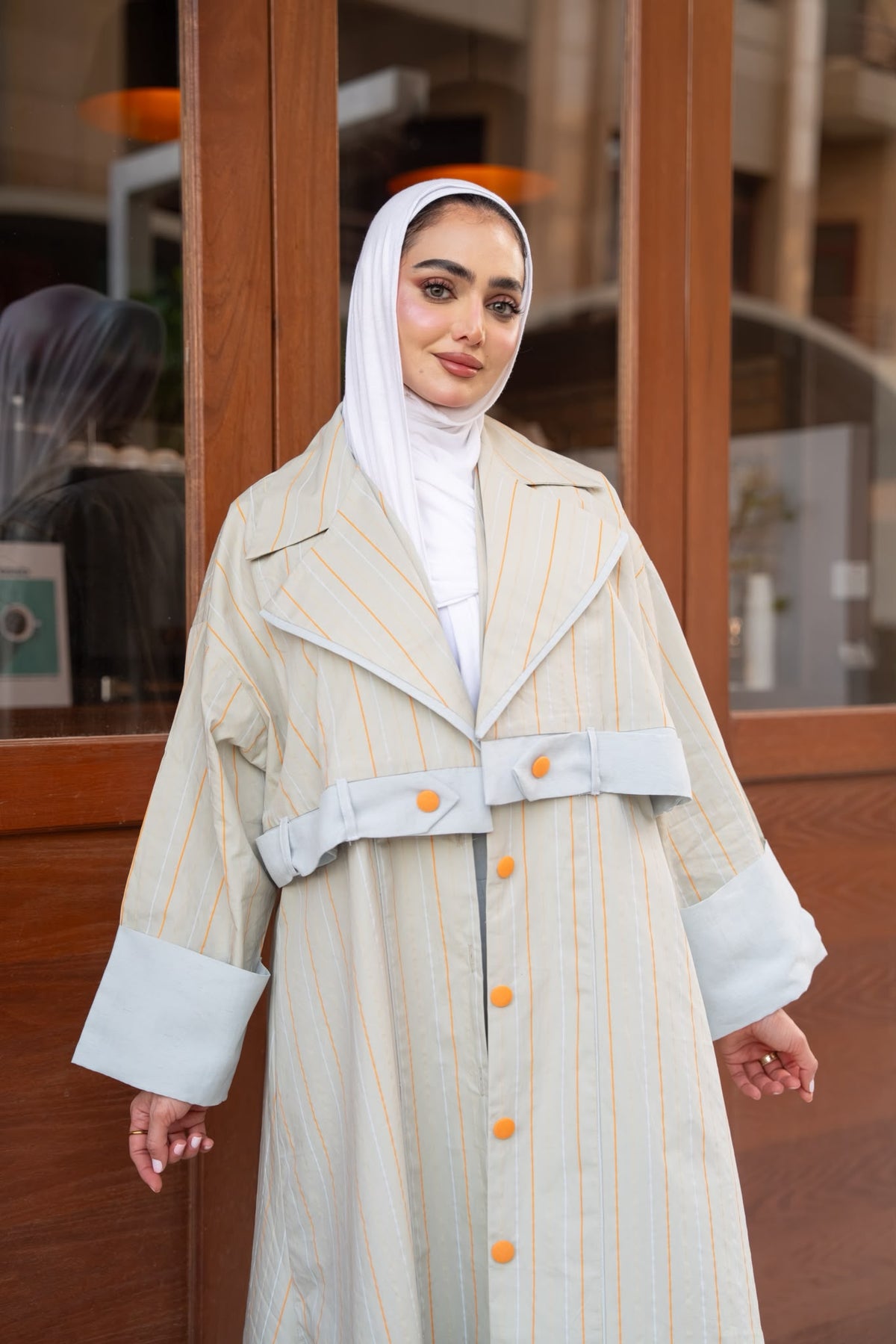 Beige trench coat.C:1123
