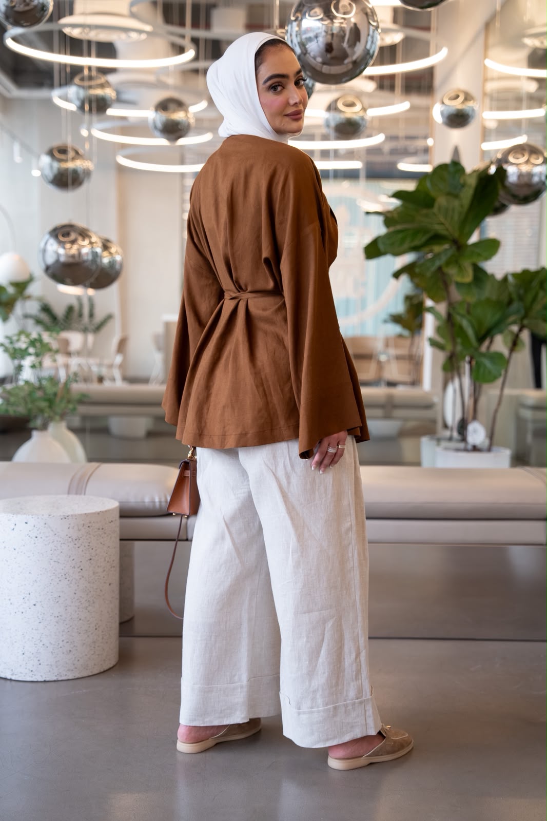 Shirt and skirt set, linen.C:1106