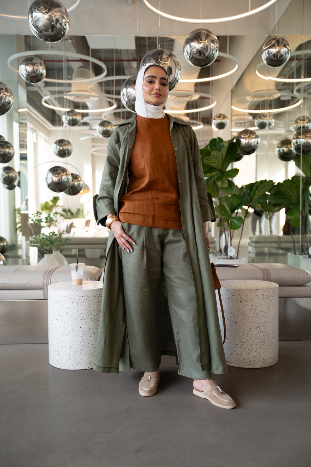 Olive Green Linen Blazer. C:1109