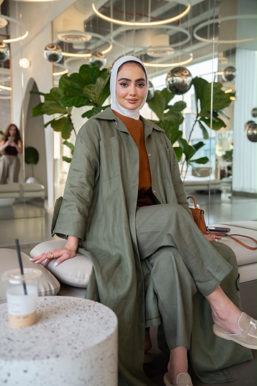 Olive Green Linen Blazer. C:1109