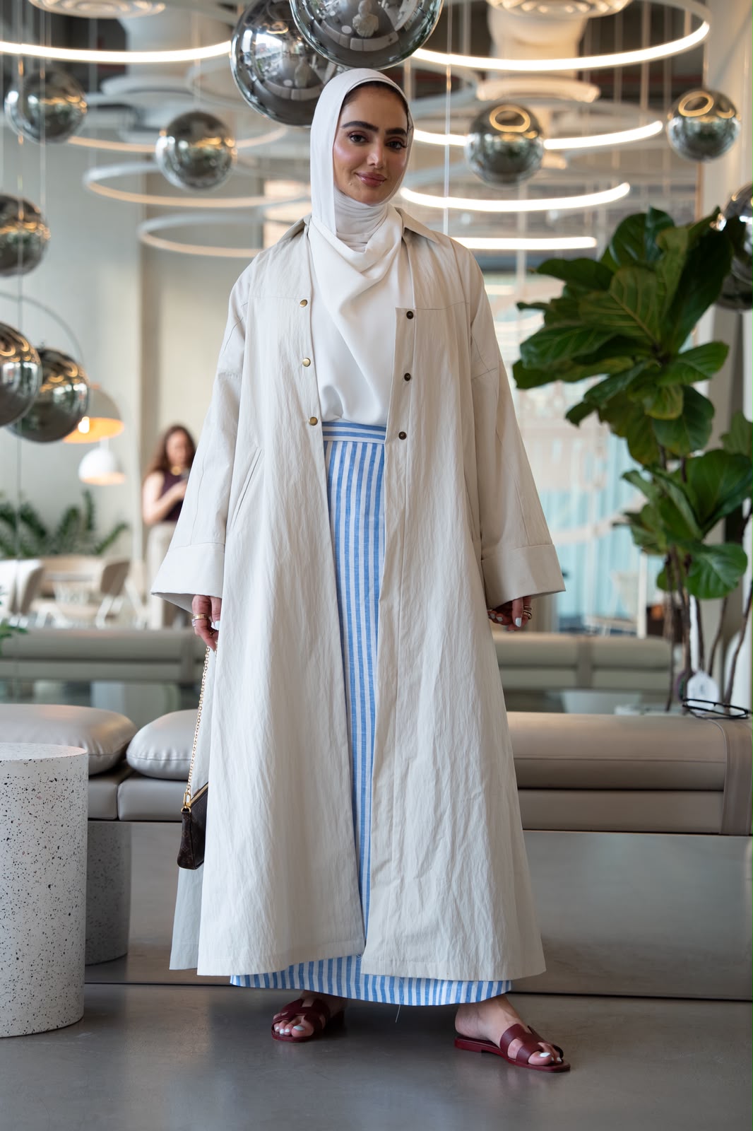 Beige Linen Trench Coat. C:1110