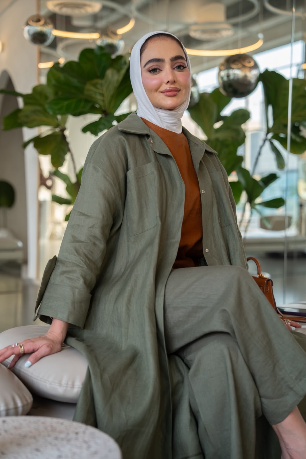 Olive Green Linen Blazer. C:1109