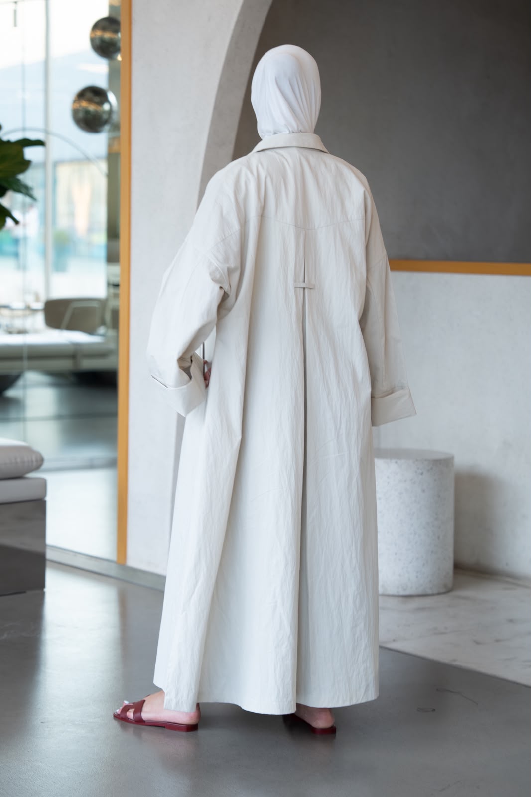 Beige Linen Trench Coat. C:1110