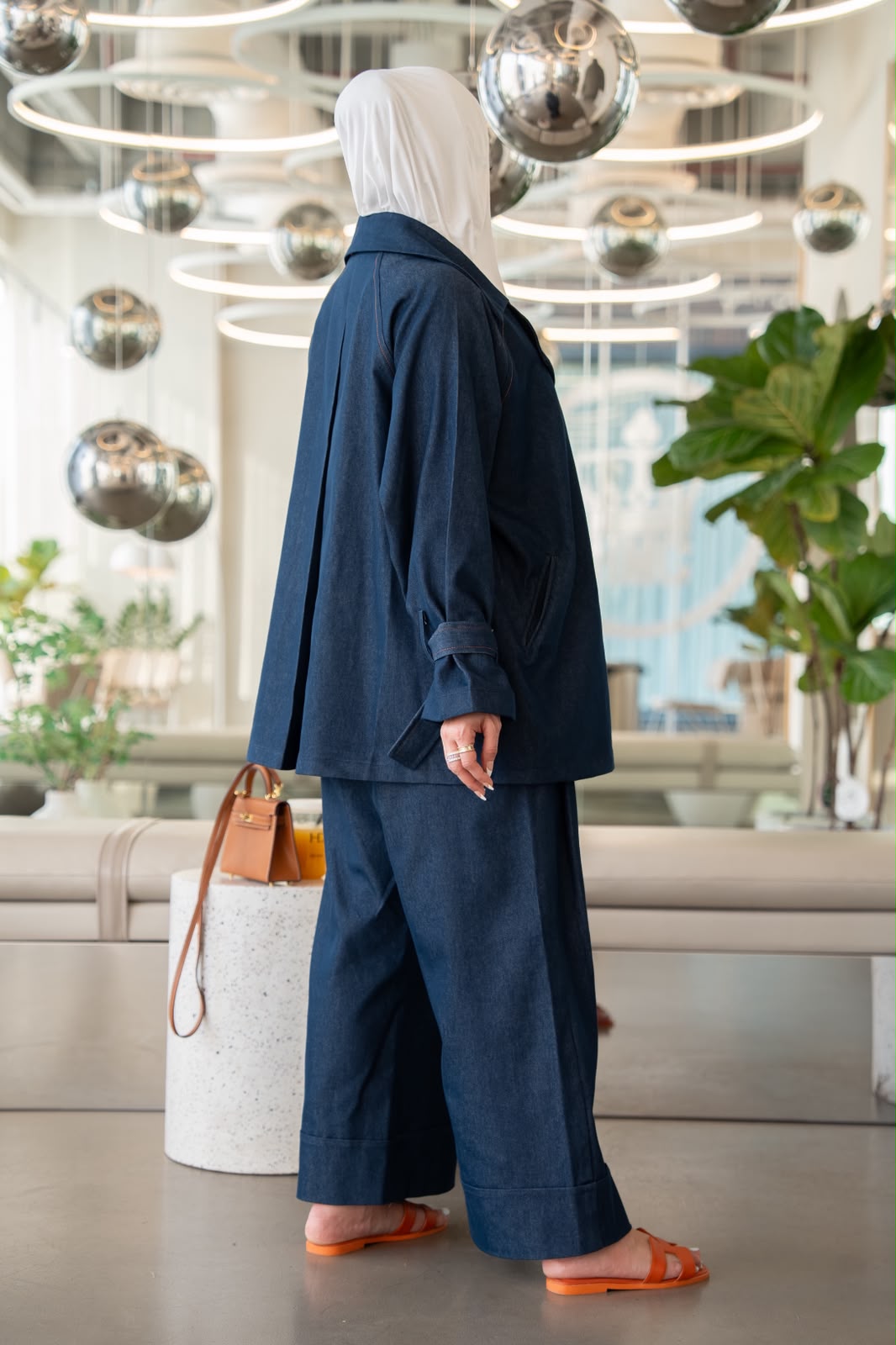 Denim blazer and trousers set.C:1112