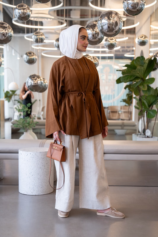 Shirt and skirt set, linen.C:1106